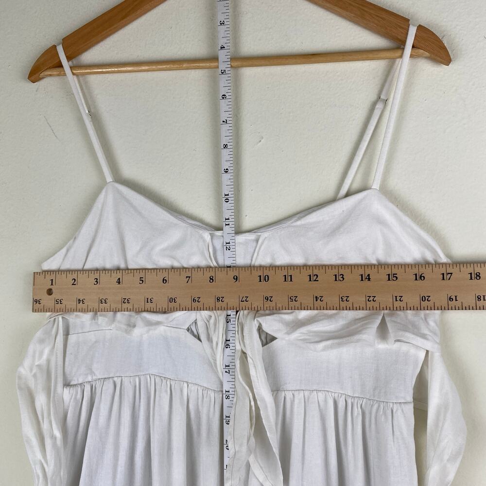 Madewell White Linen Blend Midi Dress Sweetheart Cutout Tie Back 10 - Picture 15 of 16